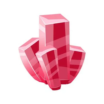 Crystal magic stone gem, precious gemstone, jewel icon, red color. Vector ill Stock Illustration