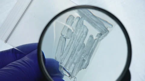 Crystal meth is strong form of amphetamine. Comes as powder crystals or tab.. Stock Footage 341143952