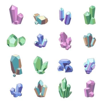 Crystal Minerals Set 库存插图