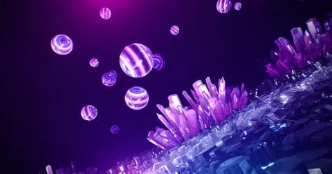 Crystal neon cave abstract background Stock Illustration
