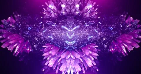 Crystal neon cave abstract background Stock Illustration
