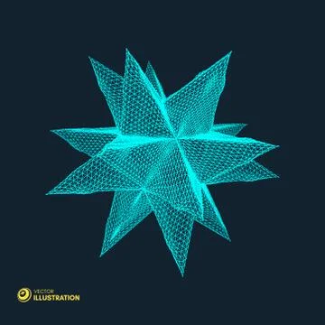 Crystal. Object with connected lines and dots. Molecular grid. Stock Illustration