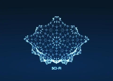 Crystal. Object with dots. Molecular grid. 3d technology style with particle. Stock Illustration