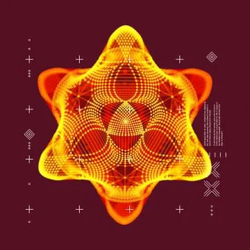 Crystal. Object with lines and dots. Molecular grid. 3d technology style. Stock Illustration