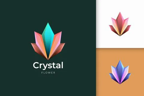 Crystal or gem logo with shiny colorful for jewelry and beauty Stock Illustration