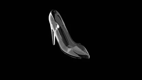 A crystal or glass slipper or high heel shoe on a black background, Cinderella Stock Illustration