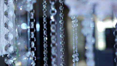 Crystal pendants decoration, decor elements close-up. 動画素材 77629718