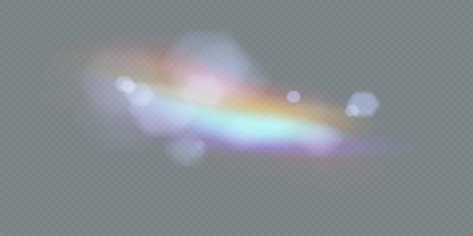 Crystal rays of light, prism refraction, lens flare Stock Illustration