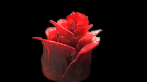 Crystal rose rotates in a dark space, seamless loop Stock Footage