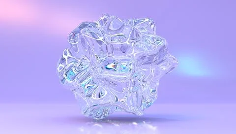 Crystal, rough diamond or gem stone with refraction effect of rays in glass Stockillustratie