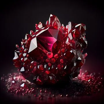 Crystal ruby gem isolated on black background. Stock Illustration