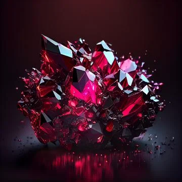 Crystal ruby gem isolated on black background. Stock Illustration
