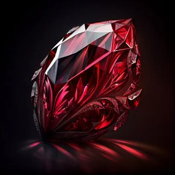 Crystal ruby gem isolated on black background. Stock Illustration