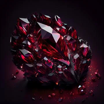 Crystal ruby gem isolated on black background. Stock Illustration