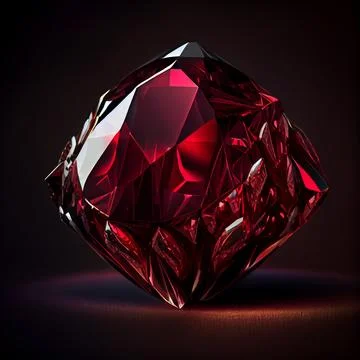 Crystal ruby gem isolated on black background. 스톡 일러스트
