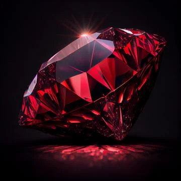 Crystal ruby gem isolated on black background. Stock Illustration