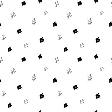 Crystal seamless pattern, black and white hand-drawn gem doodle digital paper Stock Illustration