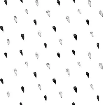 Crystal seamless pattern, black and white hand-drawn gem doodle digital paper Stock Illustration