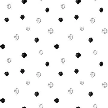 Crystal seamless pattern, black and white hand-drawn gem doodle digital paper Stock Illustration