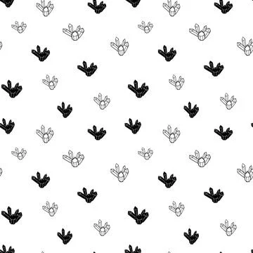 Crystal seamless pattern, black and white hand-drawn gem doodle digital paper Stock Illustration