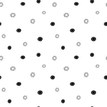 Crystal seamless pattern, black and white hand-drawn gem doodle digital paper Stock Illustration