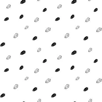 Crystal seamless pattern, black and white hand-drawn gem doodle digital paper Stock Illustration