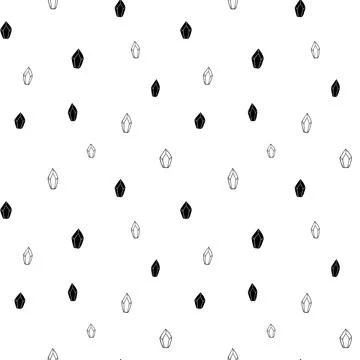Crystal seamless pattern, black and white hand-drawn gem doodle digital paper Stock Illustration