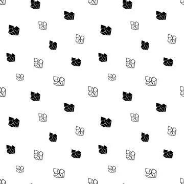 Crystal seamless pattern, black and white hand-drawn gem doodle digital paper Illustrazione stock