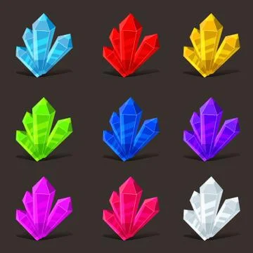 Crystal set. Different colors. Crystal stone or precious stone. Precious stone Stock Illustration