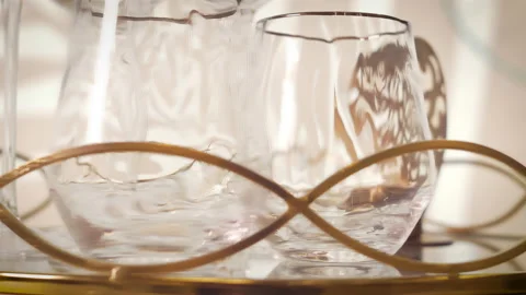 Crystal set for wine, detailed plan. Stock Footage 155056589