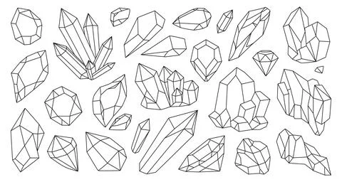 Crystal shape. 3d stone logo, hipster diamond gem art or mineral, polygon Illustrazione stock
