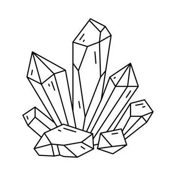 Crystal shape, quartz icon. Line art gem stone. Geology geometric design elem Stock Illustration
