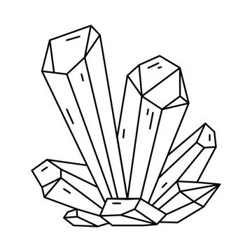 Crystal shape, quartz icon. Line art gem stone. Geology geometric design elem Stock Illustration