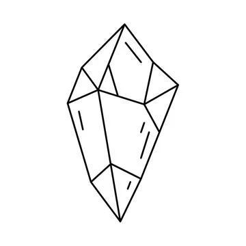 Crystal shape, quartz icon. Line art gem stone. Geology design element. Witch Stock Illustration