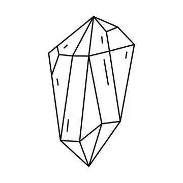Crystal shape, quartz icon. Line art gem stone. Geology geometric design elem Stock Illustration