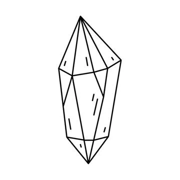 Crystal shape, quartz icon. Line art gem stone. Geology design element. Witch Stock Illustration
