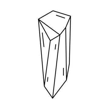Crystal shape, quartz icon. Line art gem stone. Geology design element. Witch Stock Illustration