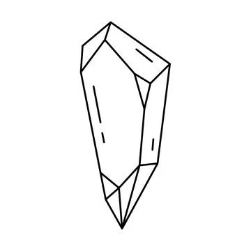 Crystal shape, quartz icon. Line art gem stone. Geology geometric design elem Stock Illustration