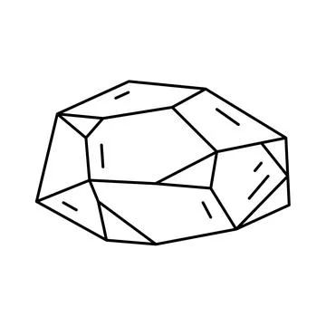 Crystal shape, quartz icon. Line art gem stone. Geology geometric design elem Stock Illustration