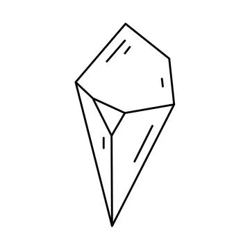 Crystal shape, quartz icon. Line art gem stone. Geology geometric design elem Stock Illustration