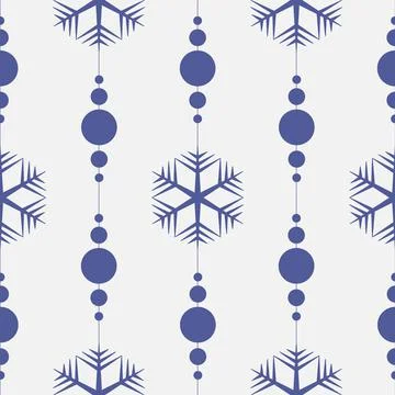 Crystal shape snowflake and round Christmas tree decoration, simple seamless  Illustrazione stock