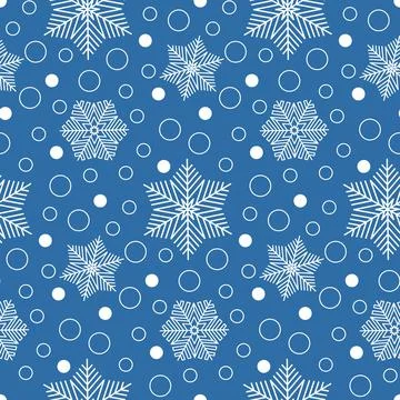 Crystal shape snowflake and round Christmas tree decoration, seamless pattern Stock Illustration