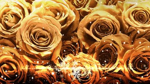 Crystal of snow and glitter flutter on rose background Stock Illustration
