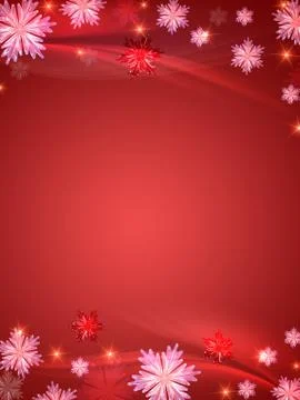Crystal snowflakes red background Stock Illustration
