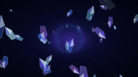 Crystal Space Fly Through Loop - Ultraviolet Neon Rocks Backdrop Stockbeeldmateriaal 344038518