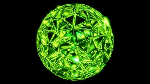 Crystal sphere 3D animation, mosaic green glass ball Stock Footage 142266100