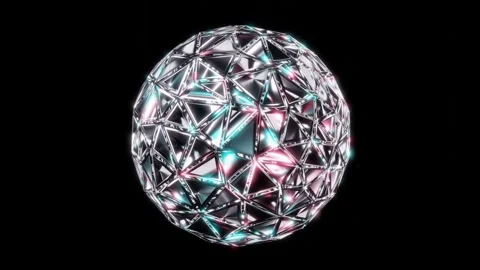 Crystal sphere 3D animation, mosaic glass ball Stock Footage 142459045
