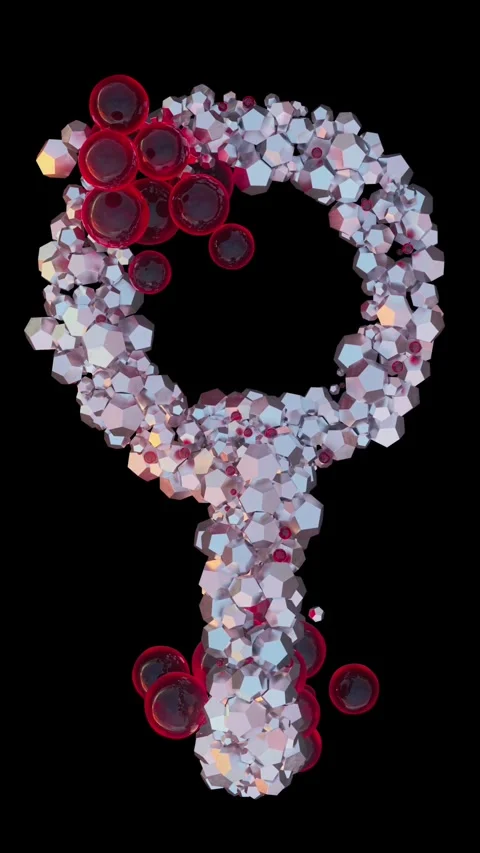 Crystal Spherical  Particles And Red Ballons In Form Of Round Chain Stock Footage 248603770