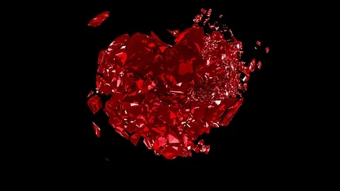 Crystal split heart, 59.94 fps on a black background, with luma matte. Stock Footage 114324810