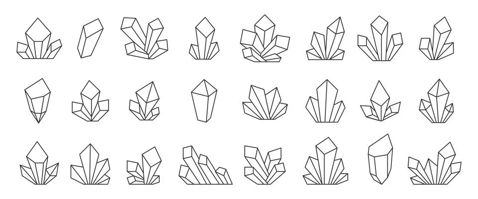 Crystal stone shape line set clean gemstone luxury Stock Illustration